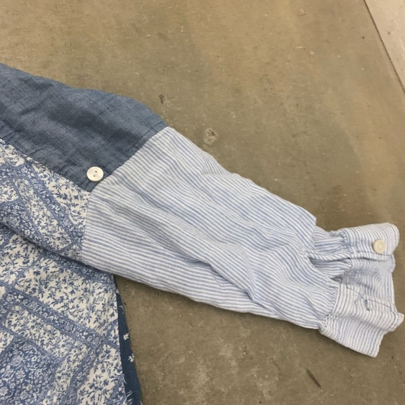 American Eagle Outfitters Floral Denim patchwork button up shirt - Picture 2 of 4